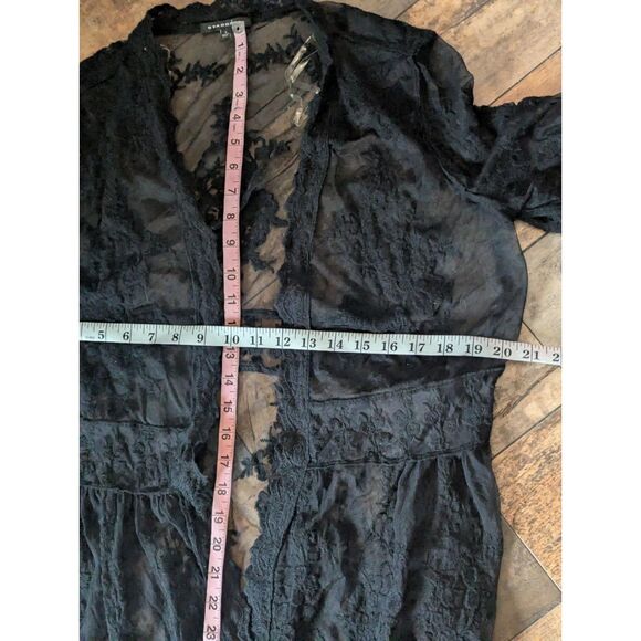 STACCATO Black Lace Duster Kimono Large L Gothic Romantic Whimsigoth Cardigan - Picture 7 of 9